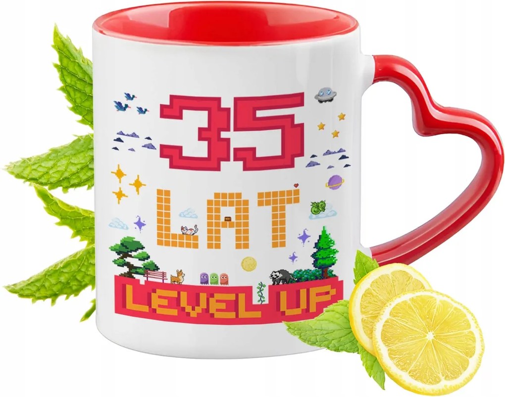 Születésnap 35 35-es 35-ös Piros Bögre Szív Alakú Füllel Ajándék