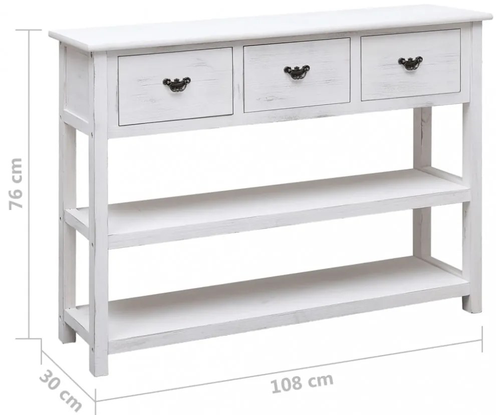 fehér tömör császárfa tálalószekrény 108 x 30 x 76 cm