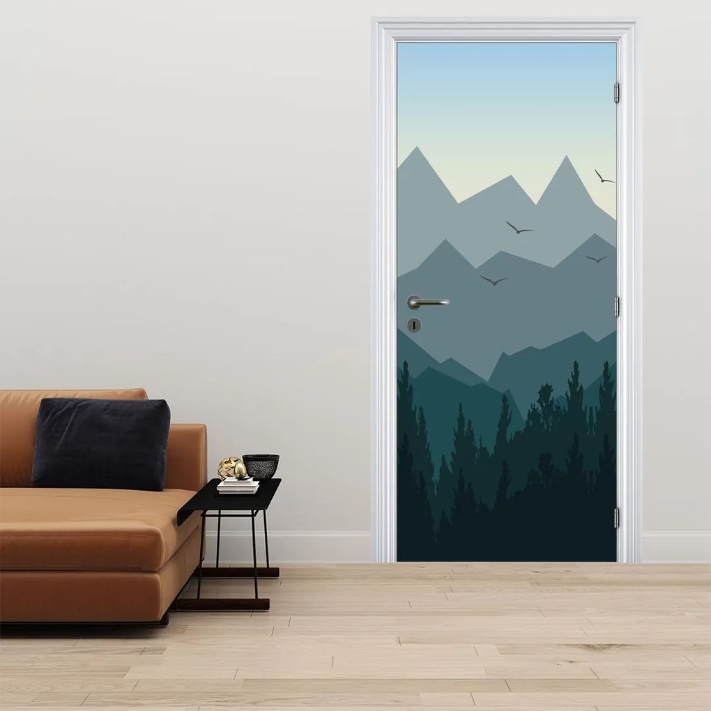 Fotótapéta ajtóra - Hegyek grafikus szemmel (95x205cm)