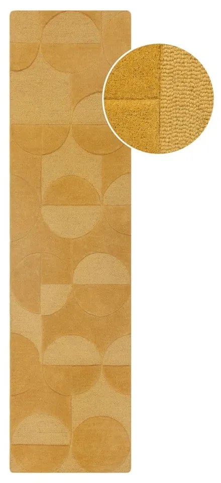 Okkersárga gyapjú futószőnyeg 60x230 cm Gigi – Flair Rugs