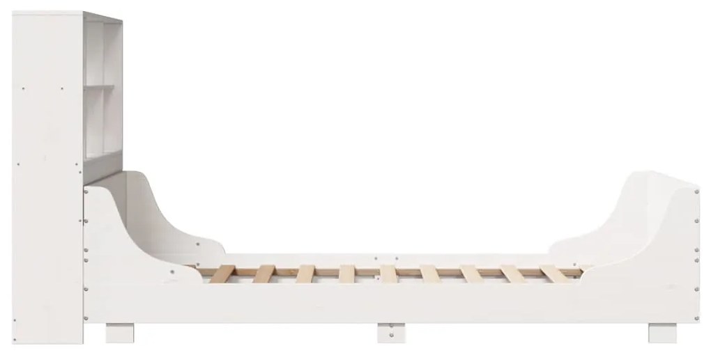 fehér tömör fa könyvespolcos ágy matrac nélkül 90 x 190 cm