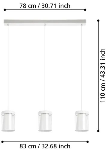 Eglo 901122-LED RGBW Dimmelhető csillár zsinóron CHIUSELLO-Z 3xLED/3,7W/230V fehér