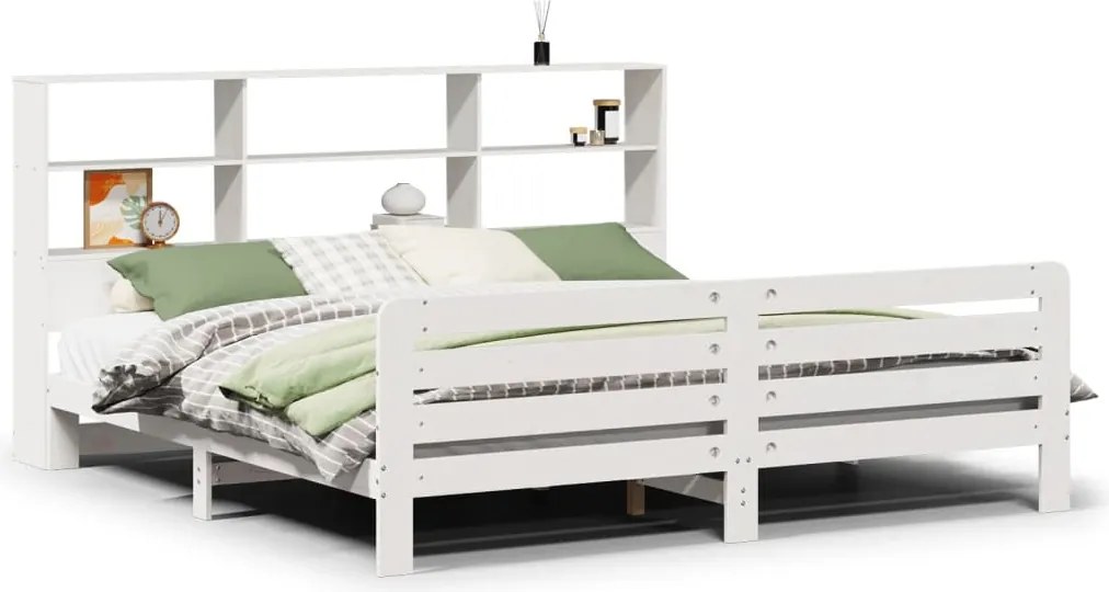 vidaXL fehér tömör fenyőfa ágy matrac nélkül 180 x 200 cm