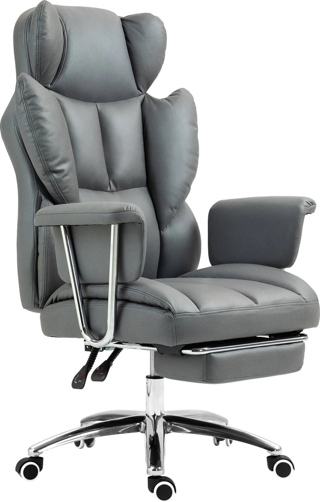 HOMCOM Irodai Szék Relaxáló Funkcióval, Ergonomikus Íróasztali Szék, Magasságban Állítható Forgószék Lábpihentővel, Párnázott, 120 kg Teherbírásig, Ir