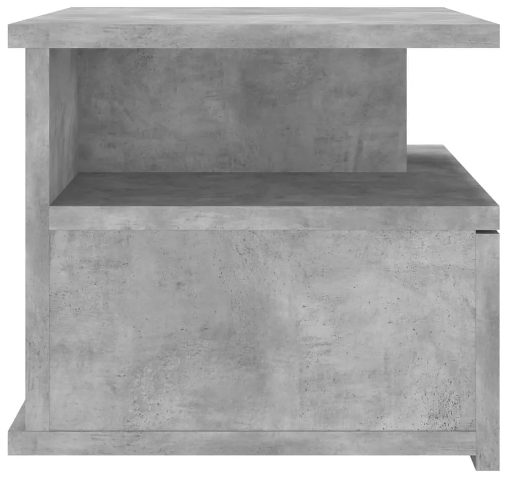 Betonszürke szerelt fa lebegő éjjeliszekrény 40 x 31 x 27 cm