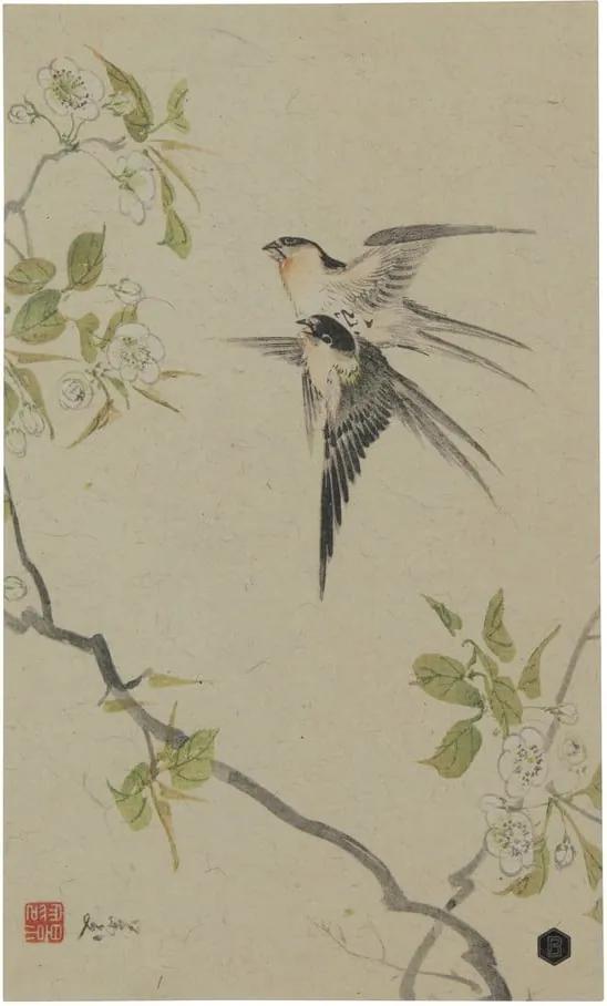 Swallows poszter kézzel készített papírból, 35 x 25 cm - BePureHome