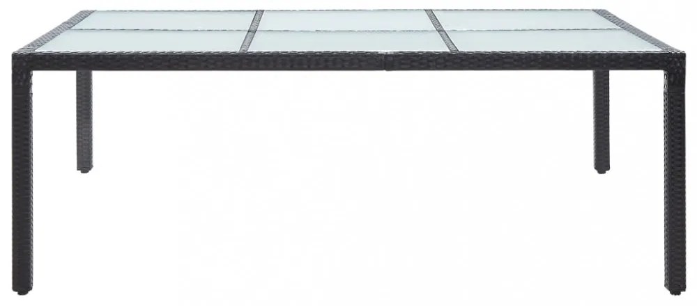 fekete polyrattan kültéri étkezőasztal 200 x 150 x 74 cm