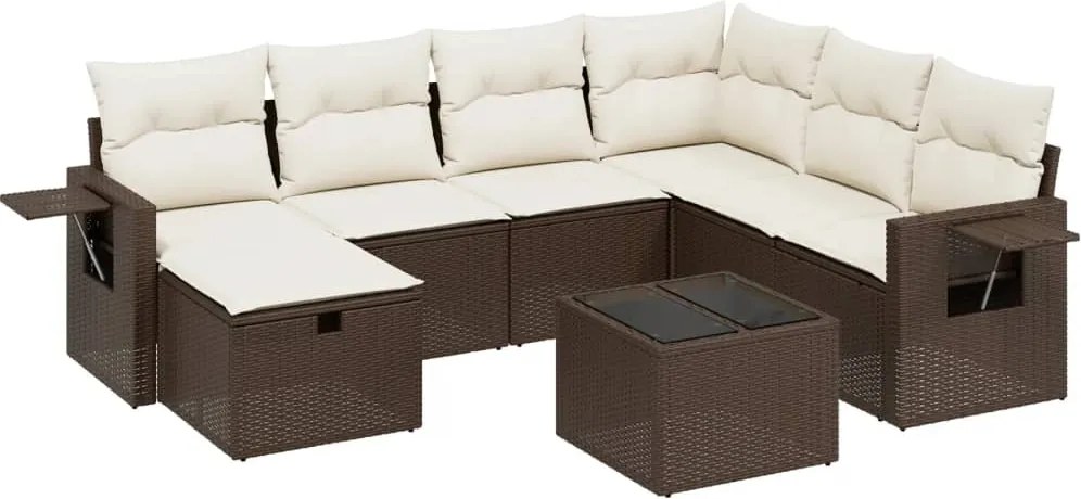 vidaXL 8 részes barna polyrattan kerti ülőgarnitúra párnákkal