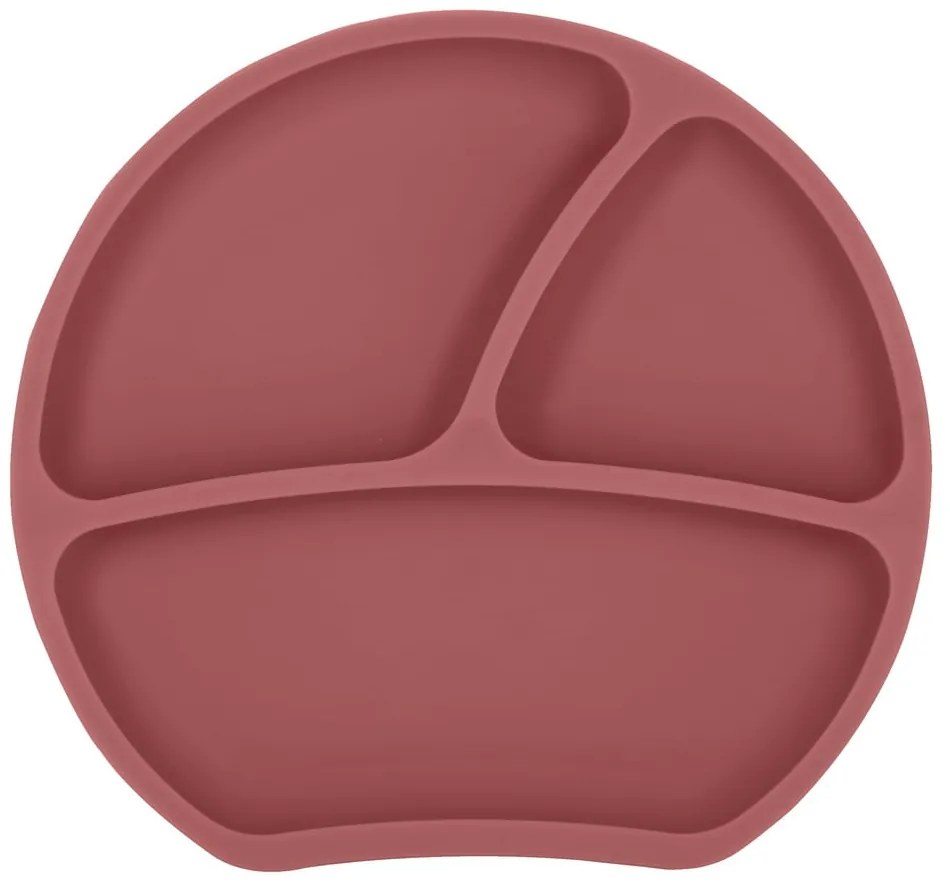 Téglavörös szilikon gyerek tányér 19x20,5 cm Dusky Pink – Kindsgut