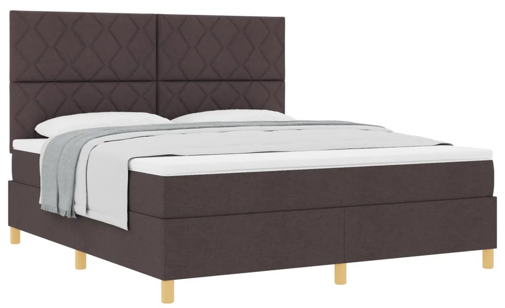 Box Spring ágy matraccal Sötétbarna Super King Szövet