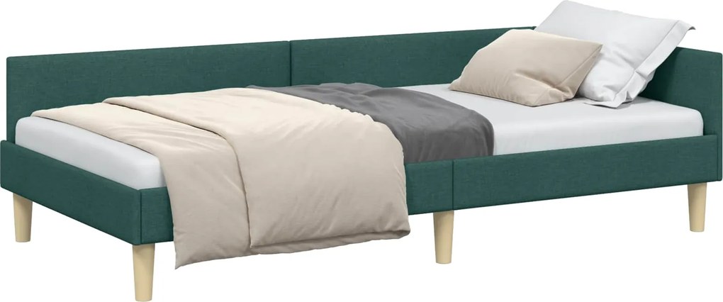 vidaXL Sarokágy keret fejtámlával Sötétzöld 80 x 200 cm szövet