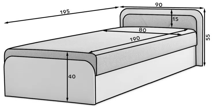 Okkersárga-barna kárpitozott-forgácslemez ágyneműtartós egyszemélyes ágy matraccal 80x190 cm Parys – ELTAP