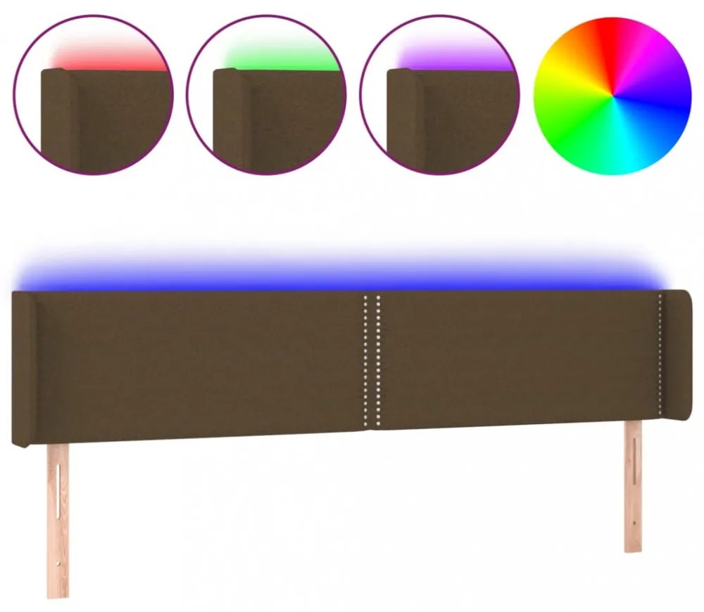 sötétbarna szövet LED-es fejtámla 183 x 16 x 78/88 cm