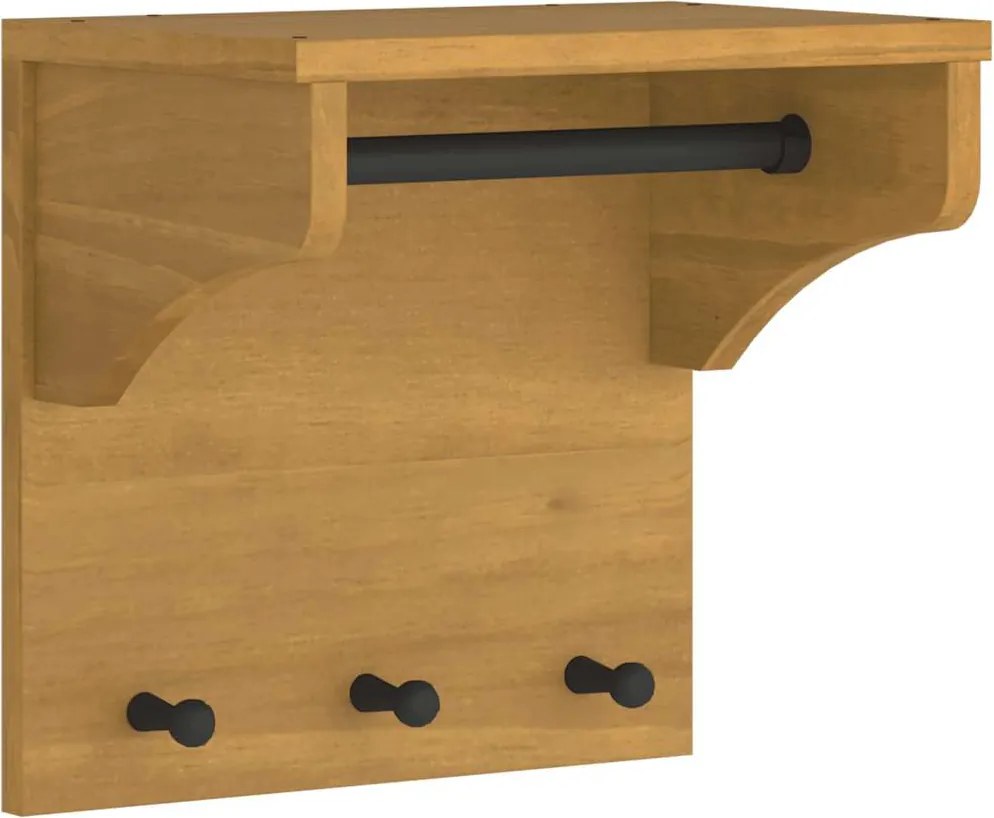 vidaXL SANDNES tömör fenyőfa falra szerelt kabátállvány 43x30x42 cm