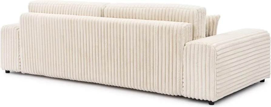 Krémszínű kordbársony kinyitható-tárolóhelyes kanapé 260 cm Justin – Ropez
