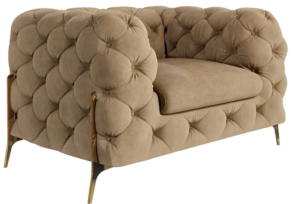 Világosbarna bársony fotel Chelsea Bis – Ropez