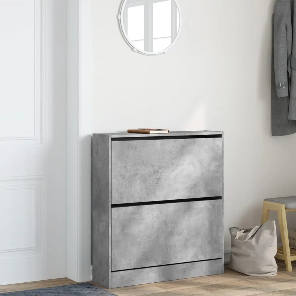 betonszürke szerelt fa cipőszekrény 80 x 21 x 87,5 cm