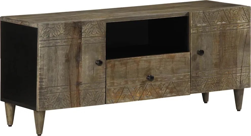 vidaXL világosszürke tömör mangófa TV-szekrény 105x33,5x46 cm
