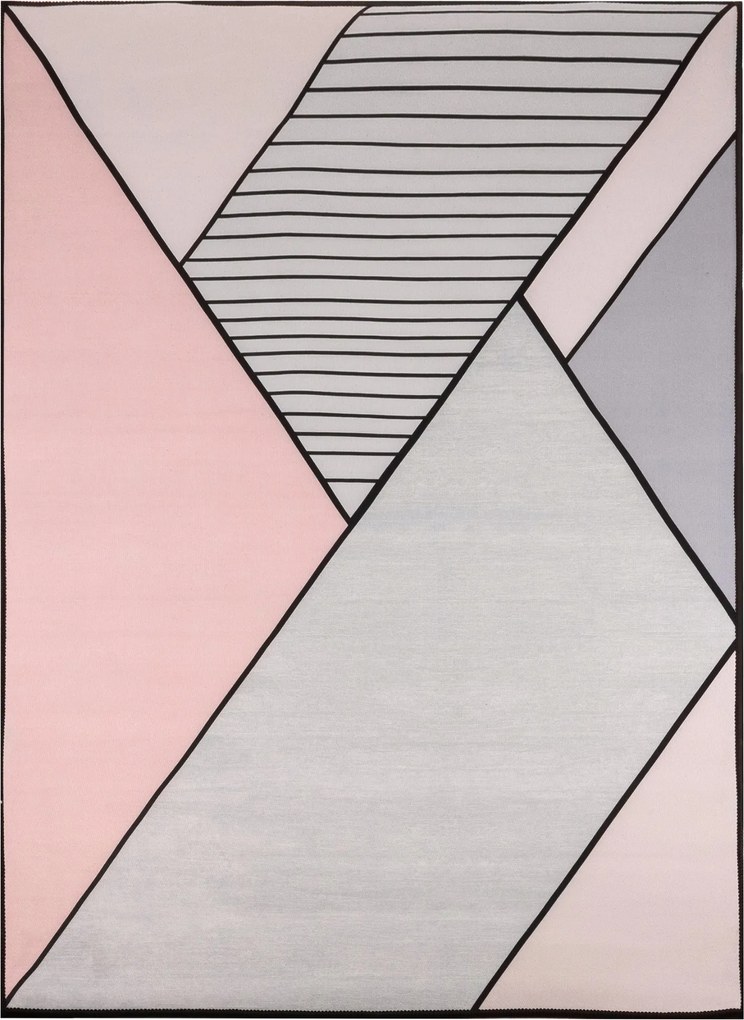 Rózsaszín Szőnyeg 220X160 Hálószoba Nappali Geometrikus Csúszásgátló Rózsaszín Bcf