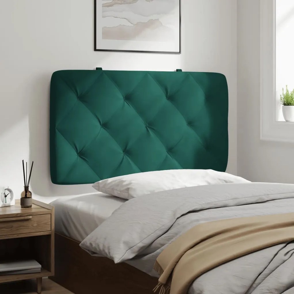 sötétzöld bársony fejtámla párna 90 cm