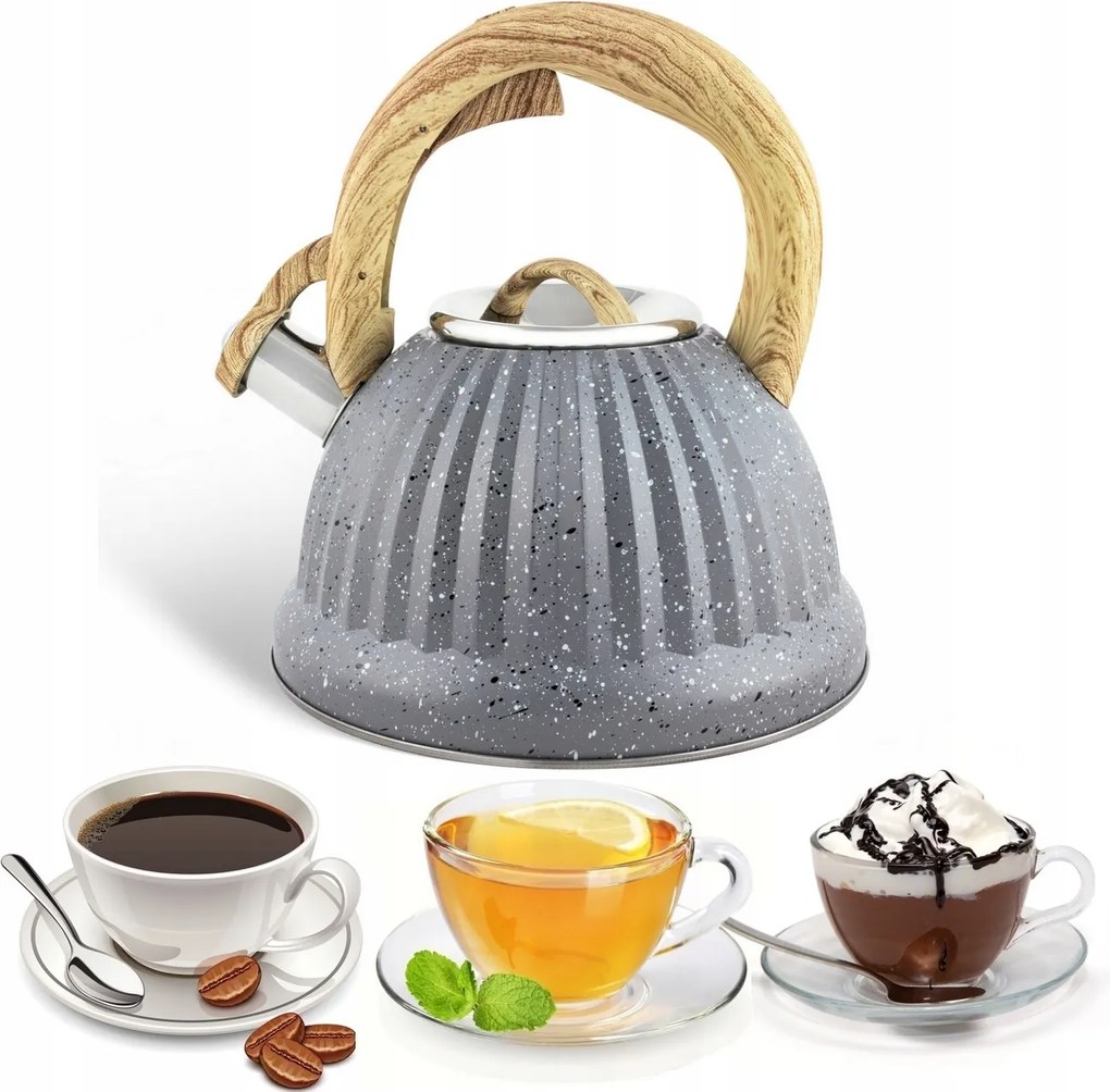 Hagyományos Acél Vízforraló Síppal 3 L Indukciós Gáz Edenberg 8810 Szürke