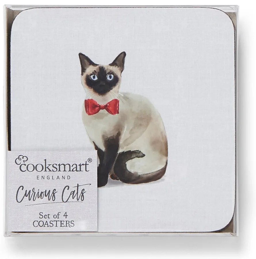 Curious Cats 4 db-os kék poháralátét szett - Cooksmart ®