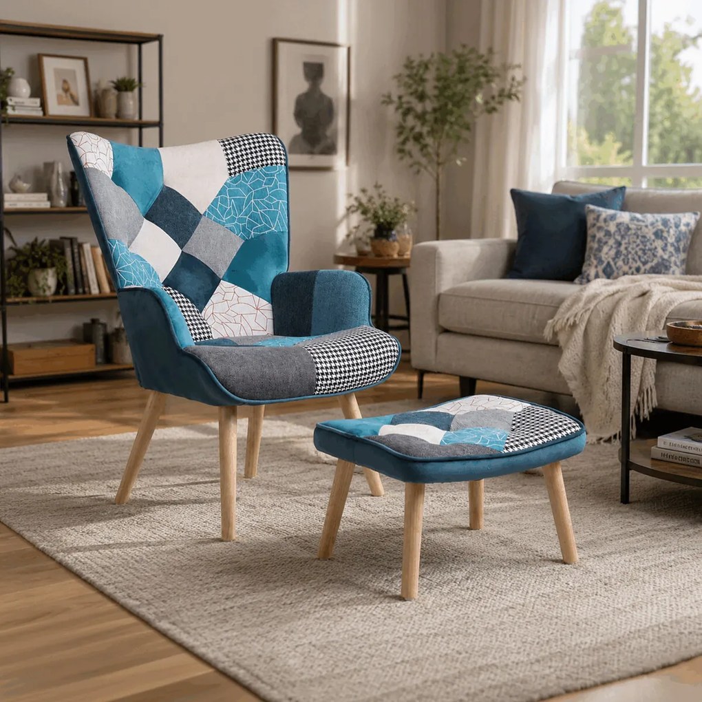 Többszínű relaxfotel, szövet kárpitozással, AK-305B PWBL2