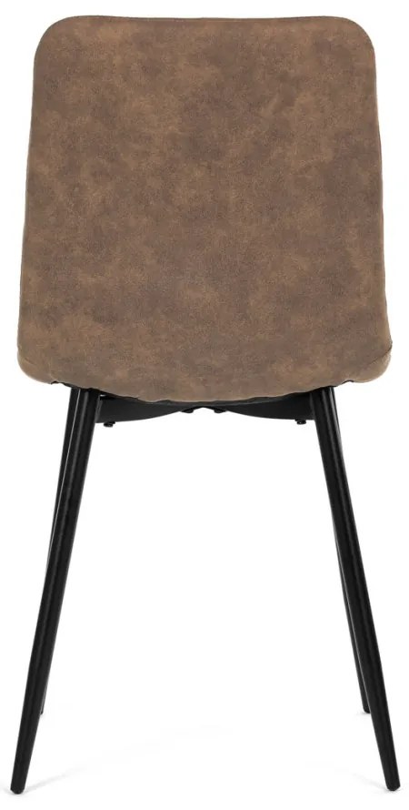 Scaun de sufragerie, material vintage maro, picioare metalice negre