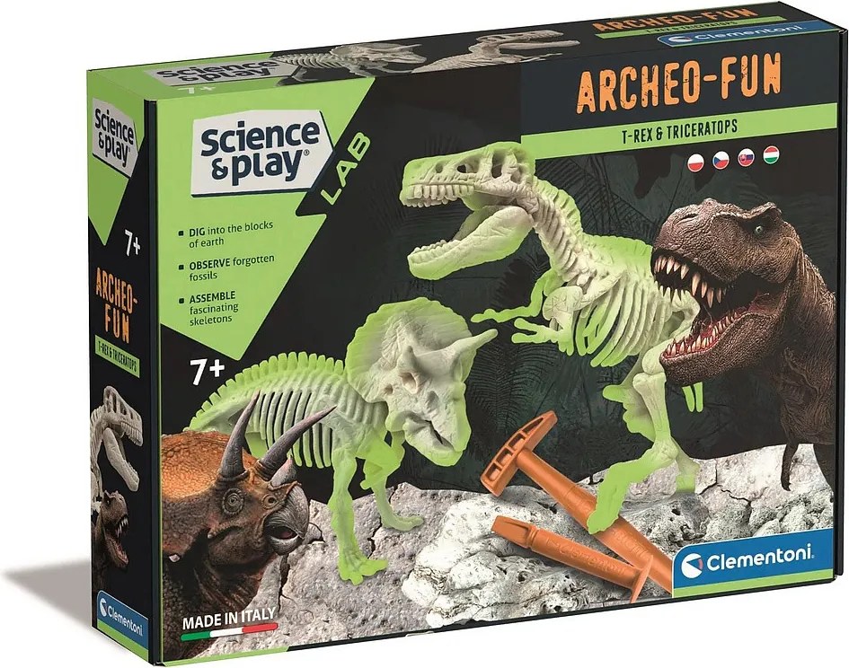 Világító dinoszaurusz Archeo Fun régészeti készlet Clementoni