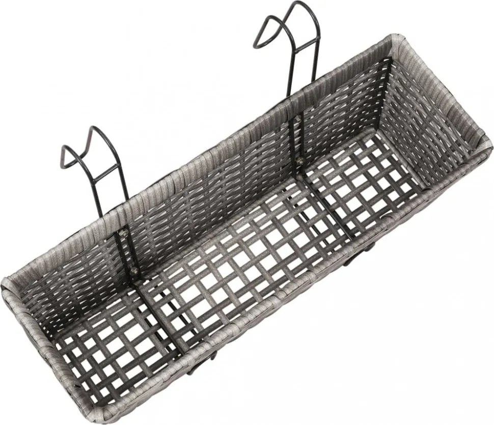 2 db szürke polyrattan erkély virágtartó 50 cm