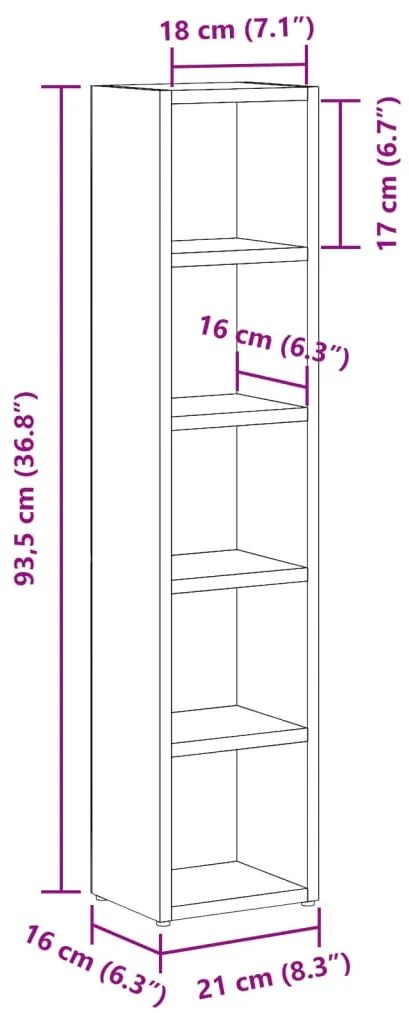 2 db antik fa színű szerelt fa CD-tartó szekrény 21x16x93,5 cm