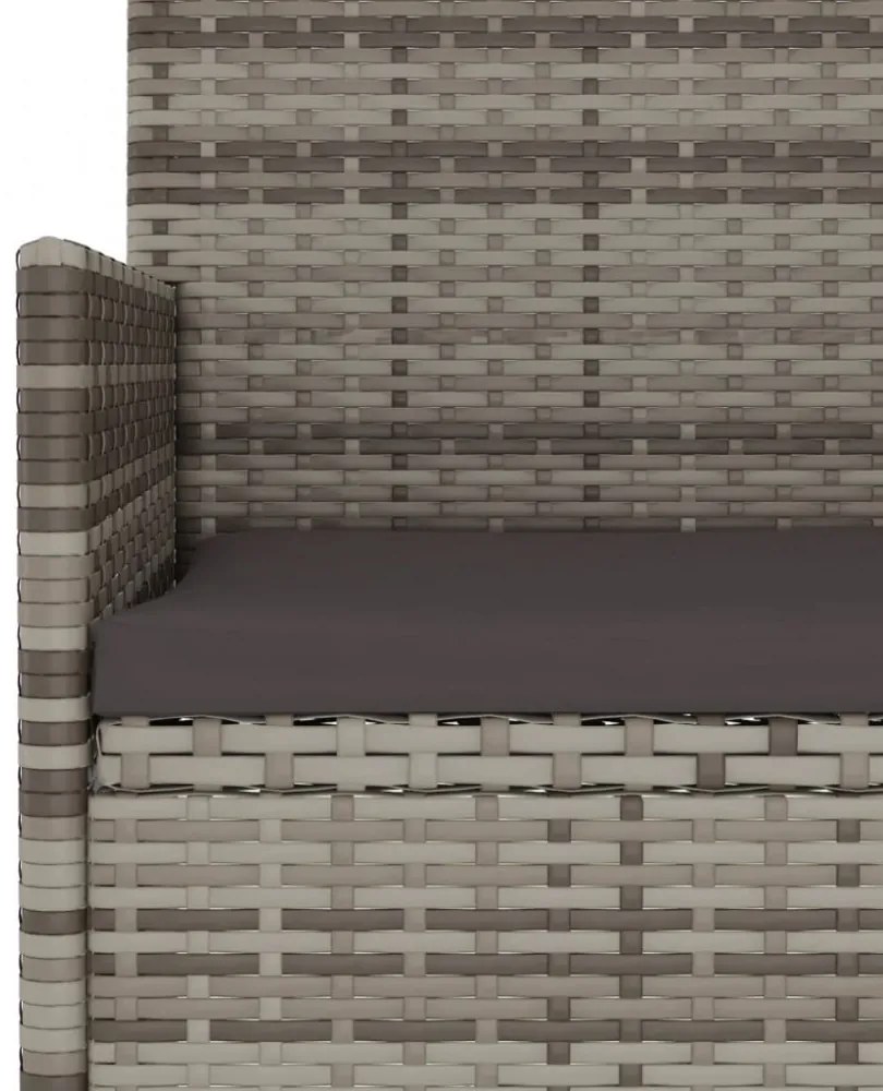 3 személyes szürke polyrattan kerti kanapé párnával