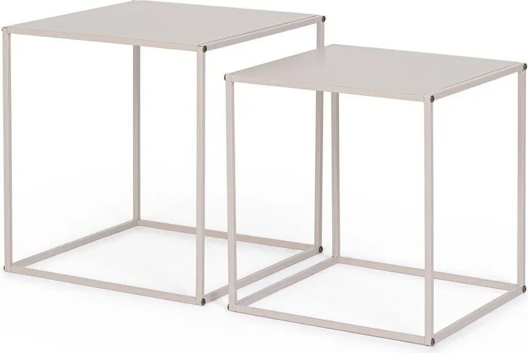 Bézs fém dohányzóasztal szett 2 db-os 38x38 cm Alrik – Yes Everyday