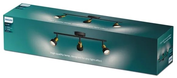 Philips - Spotlámpa CONDUIT 3xGU10/5W/230V fekete/réz