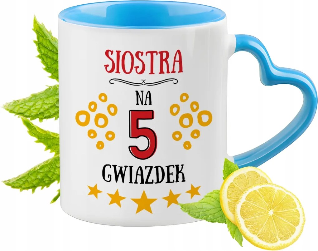 Nővérnek Kék Bögre Szív Alakú Füllel Kávé Ajándék