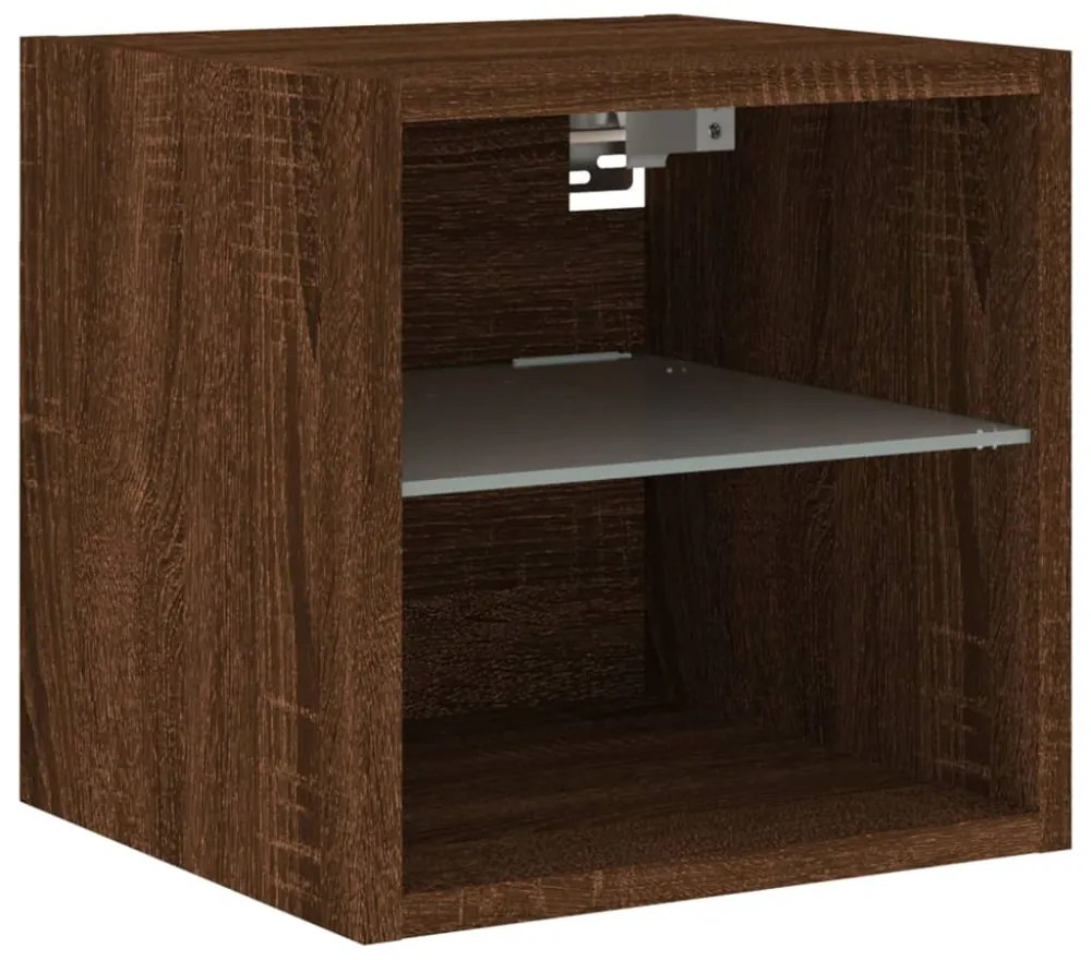 2 db barna tölgyszínű fali TV-szekrény LED-del 30x28,5x30 cm