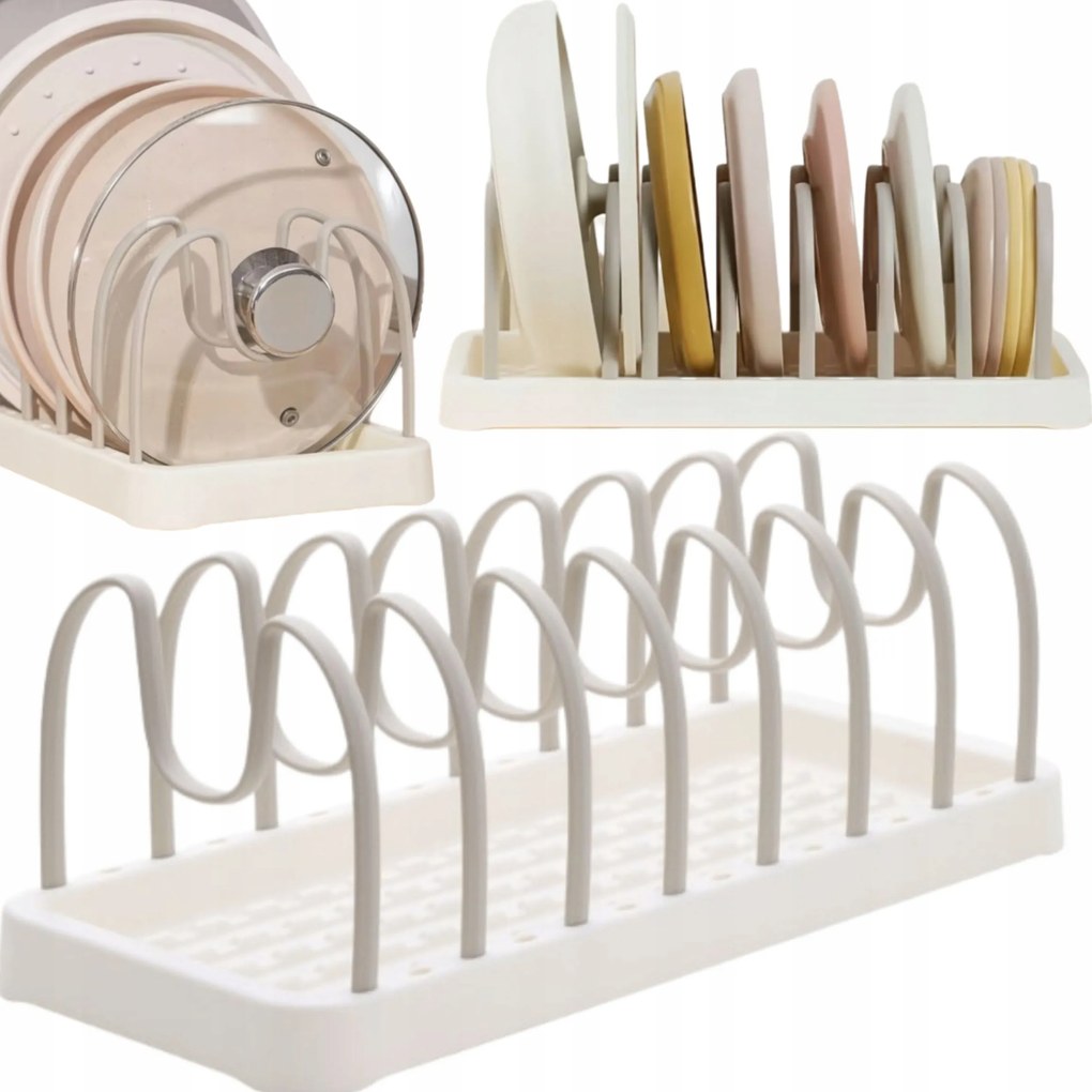 Edényszárító Csepegtető tálca Állítható tányérok Fedél Fehér