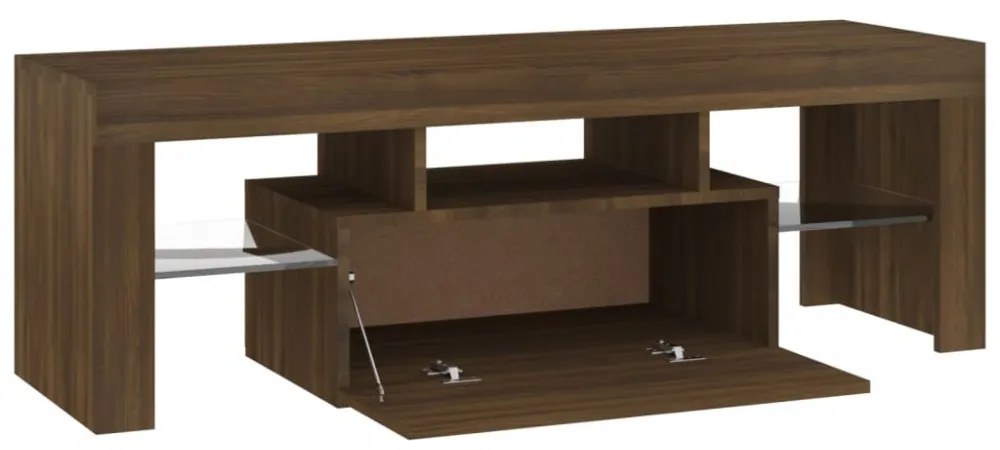 barna tölgyszínű TV-szekrény LED-világítással 120 x 35 x 40 cm