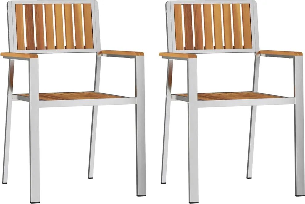 vidaXL Kerti Szék 2 pcs Barna 56 x 54,5 x 87 cm Tömör Akácfa