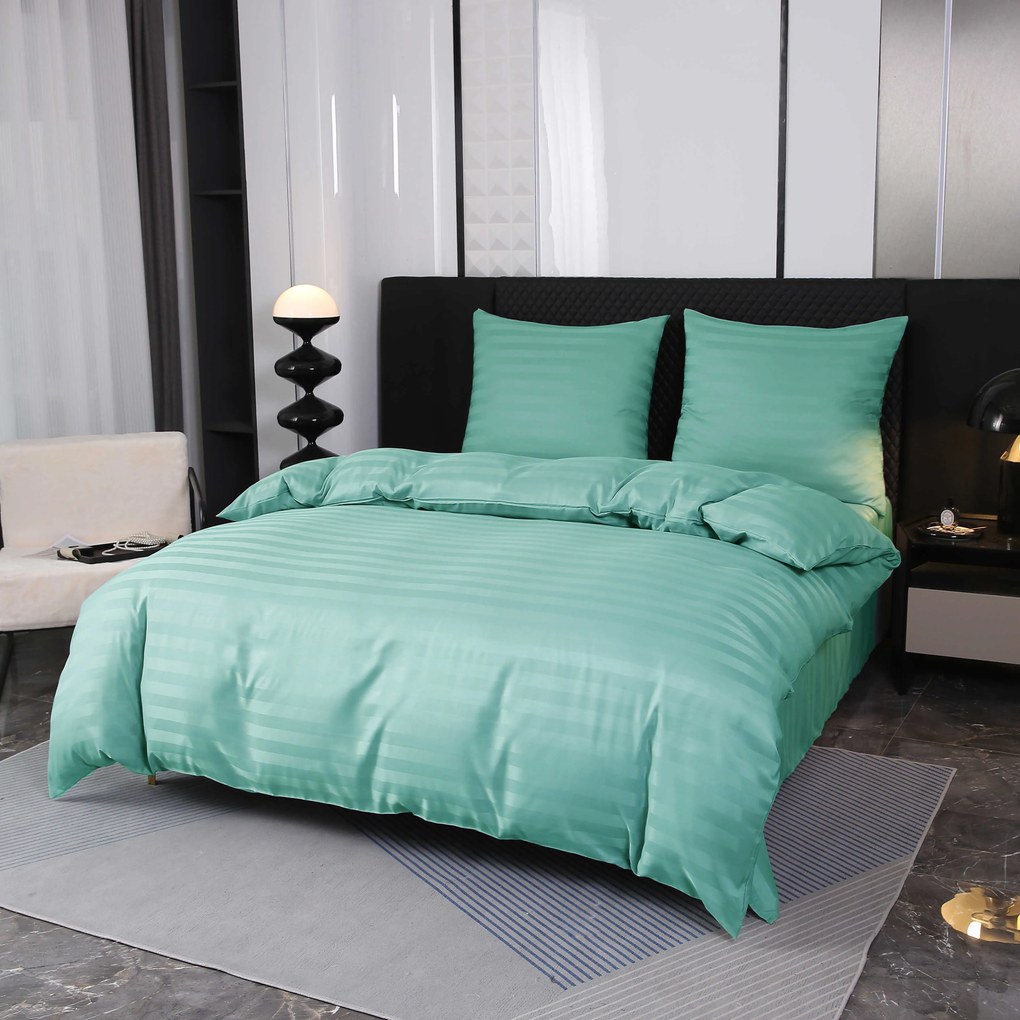 JASMINE mikroszálas szállodai ágyneműhuzat, mentaszínű – 2 cm-es csíkos Ágyneműhuzat mérete: 2 db 70 x 90 cm | 200 x 220 cm