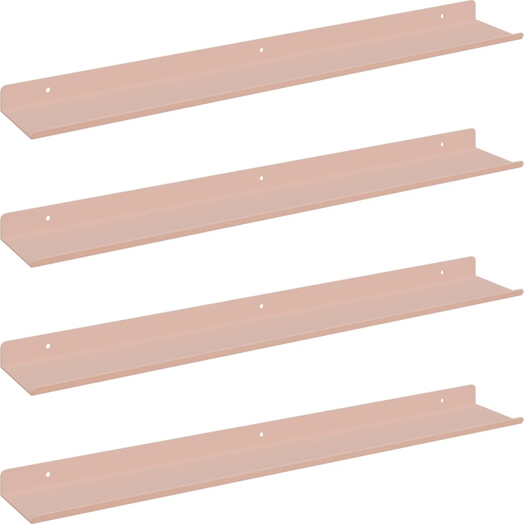vidaXL Lebegő polc 4 pcs Rózsaszín 60 x 9 x 2,5 cm Acél