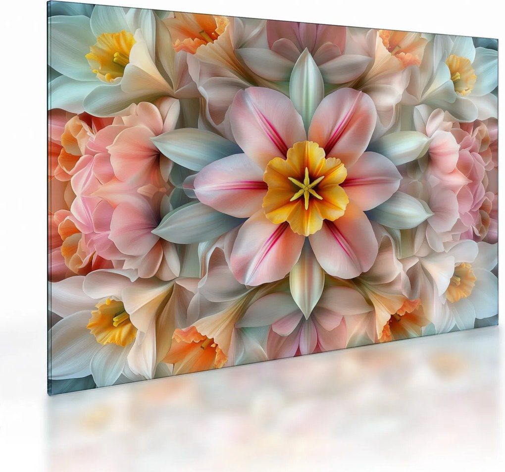 Üveg kép - Kaleidoszkópos virág (70x50 cm)
