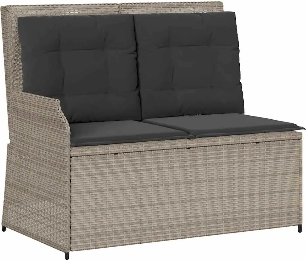 vidaXL világosszürke polyrattan dönthető kerti pad párnával