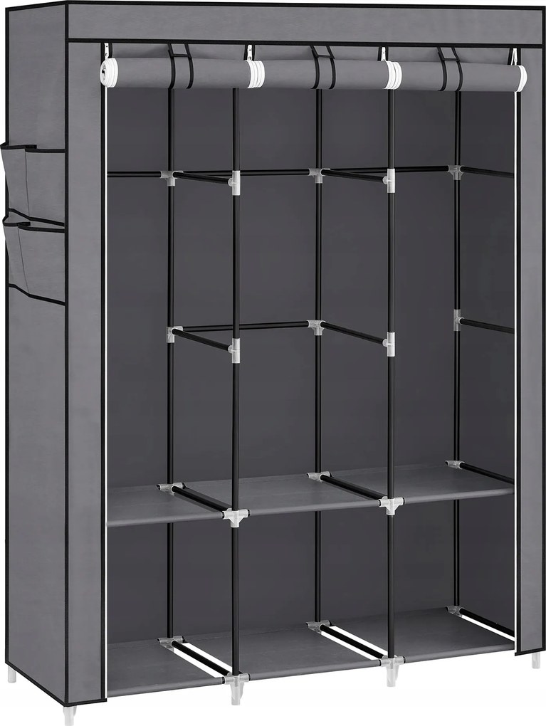 Songmics szövetszekrény 3 ruhatartó rúddal és 4 oldalsó zsebbel