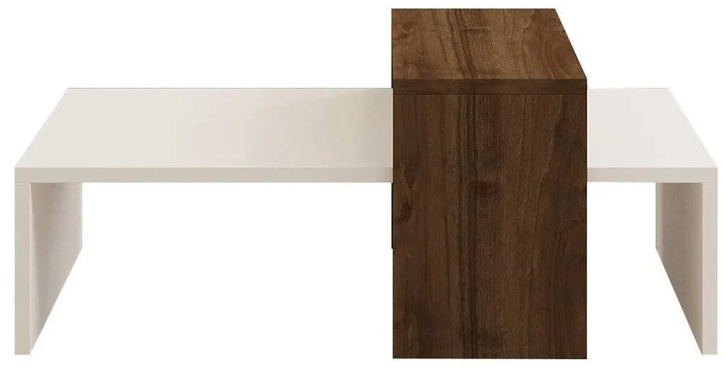 Dohányzóasztal Glow - White, Walnut