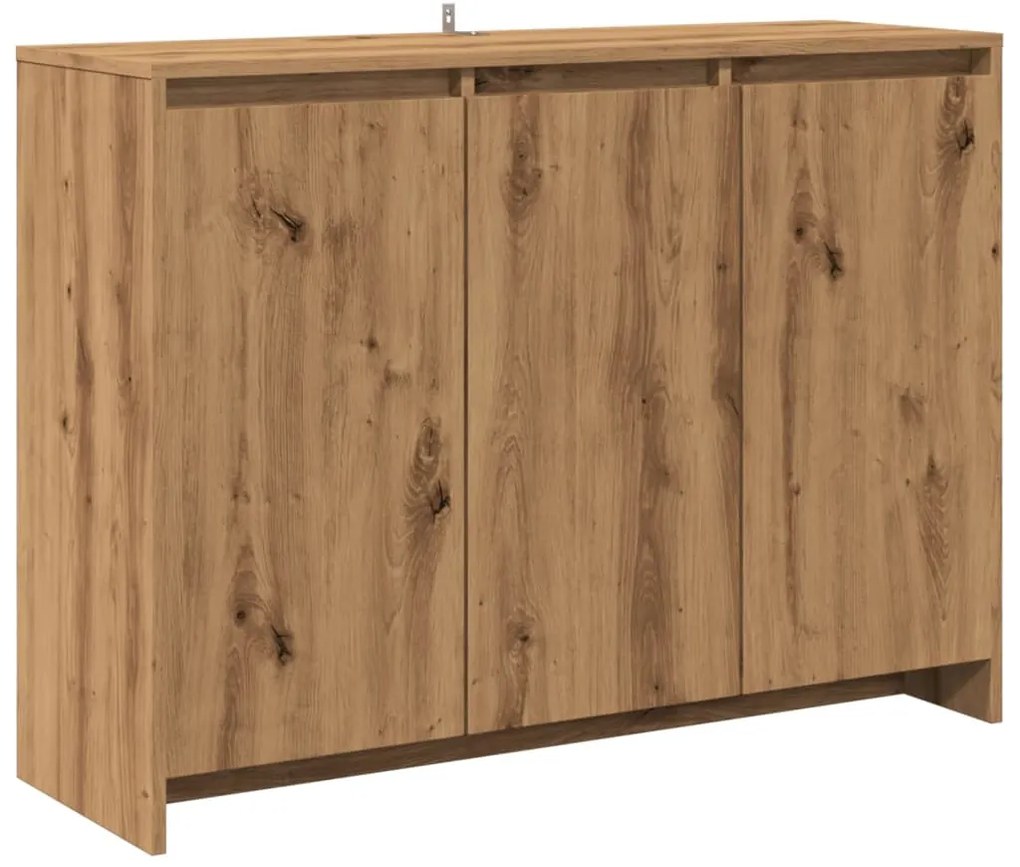 kézműves tölgy színű szerelt fa tálalószekrény 102 x 33 x 75 cm