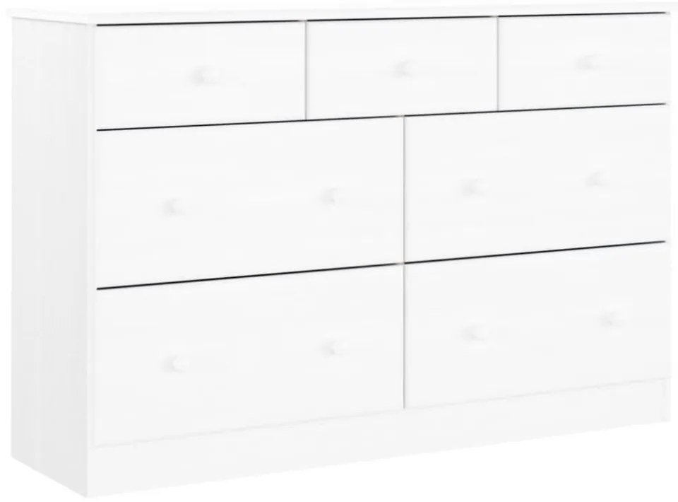 ALTA fehér tömör fenyőfa komód 112x35x73 cm