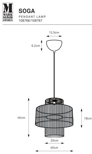 Markslöjd 108767 - Csillár zsinóron SOGA 1xE27/40W/230V arany