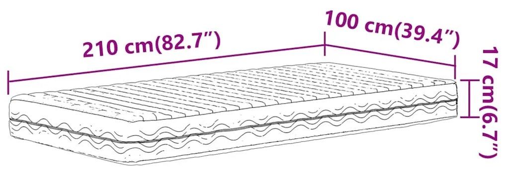 fehér H2/H3 keménységű habmatrac 100 x 210 cm