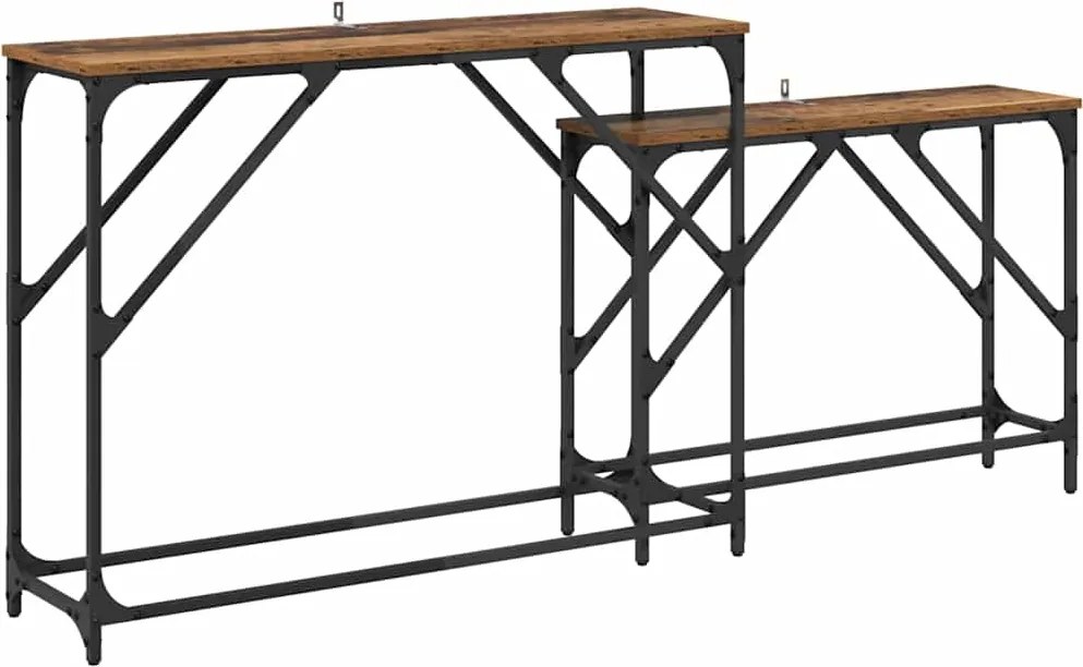 vidaXL Konzolasztal 2 pcs Öreg fa 100 x 28 x 75 cm Faanyag